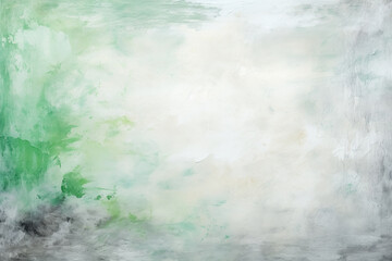 Abstract background with textured gradient soft pastel grey and green with distressed paint strokes on canvas