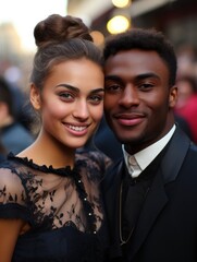 Fototapeta premium Smiling Man and Woman Posing for Picture
