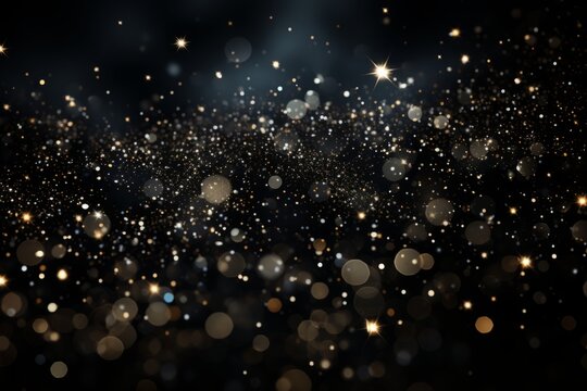 Abstract background with bokeh defocused lights and stars. Black glitter background for queer pride, representing various gender identities or sexual orientations. 