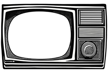 Vintage Television with screen and background isolated - 732767260