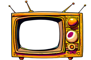 Vintage colorful funny TV with screen and background isolated - 732767280