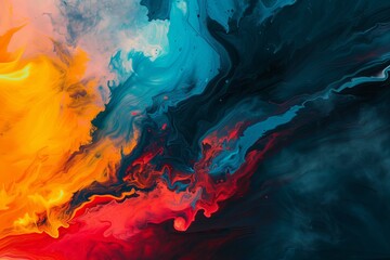 colorful vibrant paints mixed together in and abstract background
