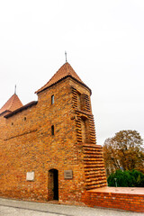 Obraz premium Old fortified Castle Barbican located in the center of Warsaw, Poland, October, 2023.