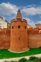 Obraz premium Old fortified Castle Barbican located in the center of Warsaw, Poland, October, 2023.