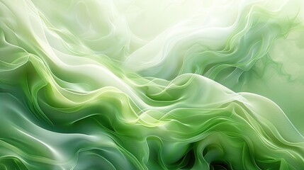 Obraz premium Soft green fluid shapes with a light, airy, smoke-like appearance.