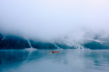 Beautiful misty morning at the lake