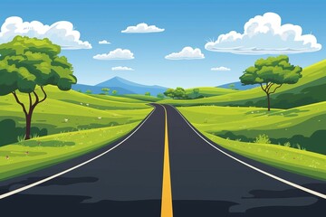 A Serpentine Road Lined With Trees