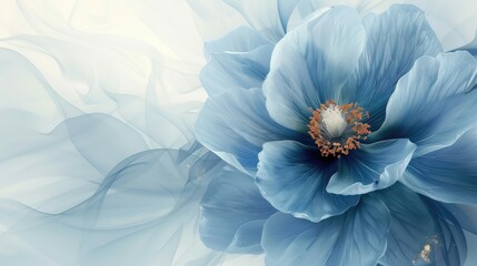 Ethereal blue flower with delicate, translucent petals.