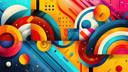 Obraz premium Geometric abstract art with a colorful, dynamic composition.