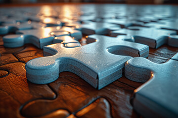 A puzzle coming together seamlessly, depicting the cohesive integration of diverse concepts into a unified idea. Concept of synergy in ideas. Generative Ai.