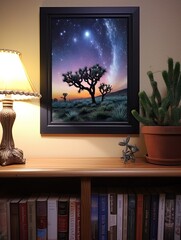 Starlit Desert Oasis Framed Landscape Print - Night Sky Art & Twilight Desert