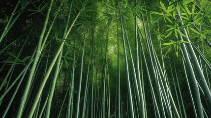 Fototapeta premium Lush green bamboo grove. Generative AI.