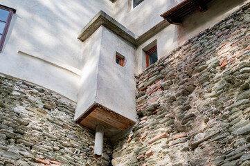 Toilette on a wall of ancient castle in Austria. Schlaining castle.