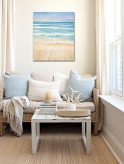 Sun-drenched Waves: Mediterranean Art for Ocean Wall Decor in a Captivating Beach Scene