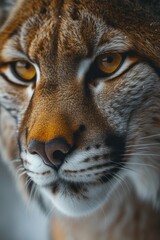 Obraz premium The Soft Footsteps of a Cougar Wandering Through a Field Rich in Autumn's Leaves.