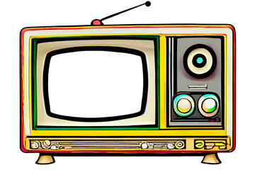 Vintage colorful funny TV with screen and background isolated - 732775873