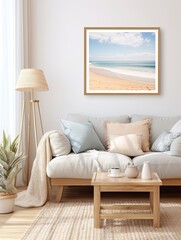 Sun-Drenched Beaches Seascape Print: Vintage Painting with Sand, Waves, and Coastal Charm