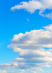 White cloud on blue sky in New York, USA, background, weather.