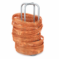 Industrial coil of copper wire rod on a white background. 3d illustration