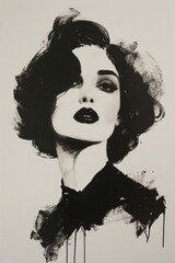 Fototapeta premium Black and White Drawing of a Womans Face