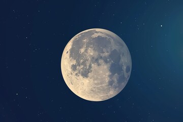 Fototapeta na wymiar Full Moon in Night Sky With Stars