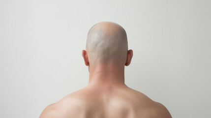 Bald man back view