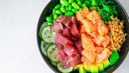 salmon and tuna poke bowl
