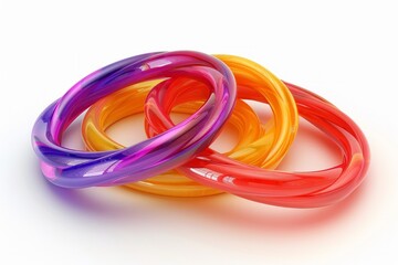Fototapeta premium A Group of Multicolored Bracelets on a White Background