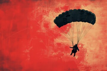 Painting of a Person Holding Onto a Parachute