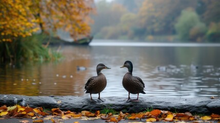 Fototapeta premium the gold finches in the park, in the style of reflections