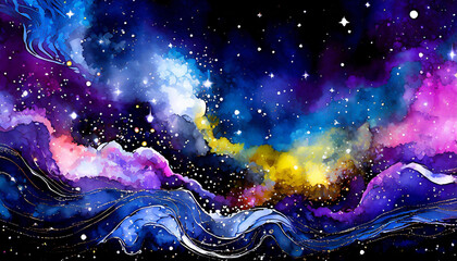 星空をイメージして描いた抽象的アート,アスペクト比１６：９
