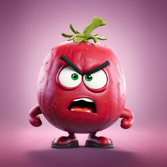 Cute Cartoon Angry Beet Character with Big Eyes