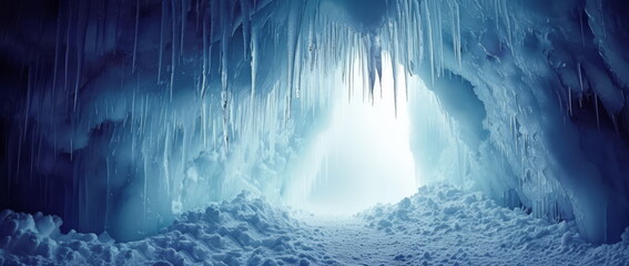Ice Cave with Icicles - Wonders of the Nature in the Arctic
