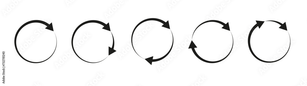 Poster round arrows set isolated. rotate arrow and spinning loading symbol. circular rotation loading eleme