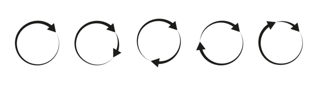 Round arrows set isolated. Rotate arrow and spinning loading symbol. Circular rotation loading elements, redo process PNG