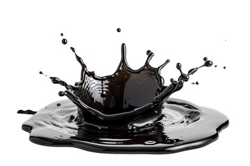 High Speed Black Oil Splash Image Isolated on White
