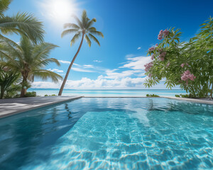 Swimming pool tropical sea background