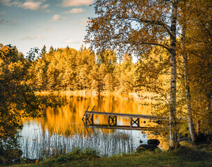 Autumn lake in Sweden