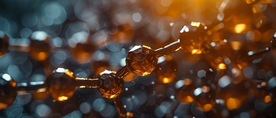 Foto op Plexiglas Caffeine Molecule Displayed on Rich Dark Brown Background . © png-jpeg-vector