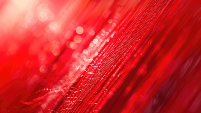 red thread from weaving machine traditional craft , Abstract background