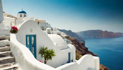 white architecture in santorini island greece travel and vacation concept