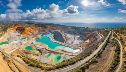 Foto op Canvas aerial panorama of skouriotissa copper mine in cyprus with ore piles and multicolored pools © Alexander