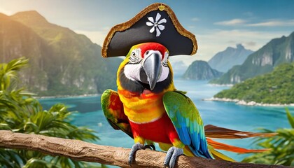 cartoon parrot dressed as a pirate