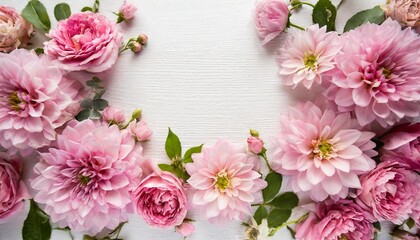 captivating pink blooms our assorted floral frame on a clean white background is the perfect canvas for your text