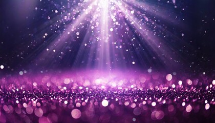 dark purple glitter lights show on stage with bokeh elegant lens flare abstract background dust...
