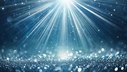 blue sparkle glitter radial rays with twinkled lights bokeh beautiful abstract background