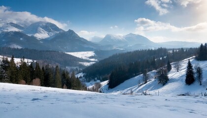 Fototapeta na wymiar beautiful winter snowy mountain landscape