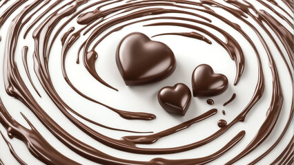 Shape of chocolate with round chocolate cream background.