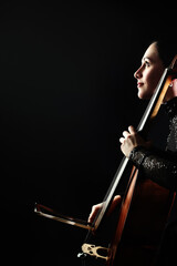 Cello player cellist playing violoncello. Classical musician - 732786816
