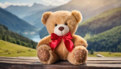 soft toy bear with a red bow